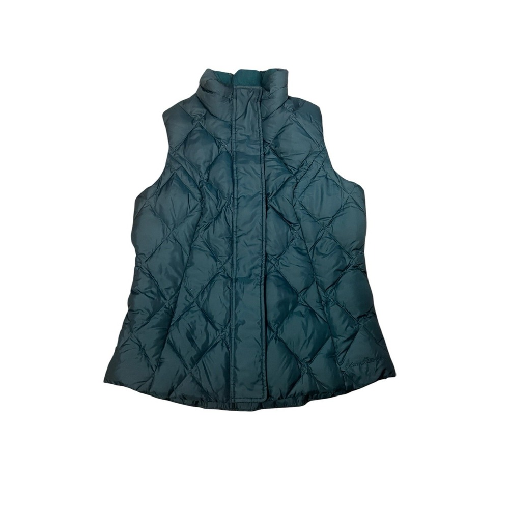 Eddie Bauer Vest Womens Small Teal Goose Down EB 650 Puffer Quilted Zip Premium